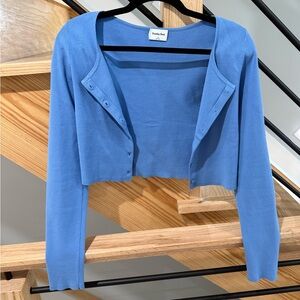 Sunday Best Azure Blue Knit Cropped Cardigan M